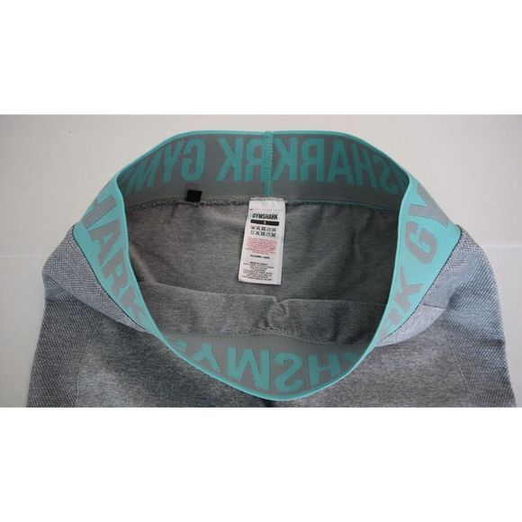 Gymshark Women's Sz S Gray/Teal Flex Seamless Mid-Waist Workout Leggings - Picture 3 of 6
